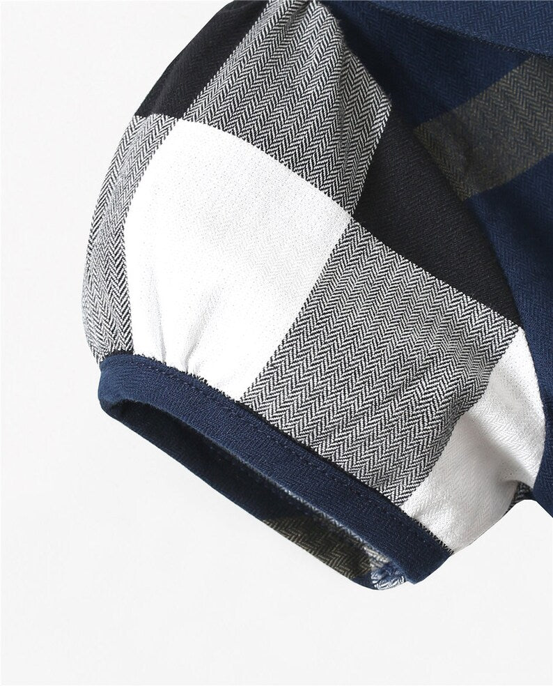 Organic Cotton London Navy Plaid Dress