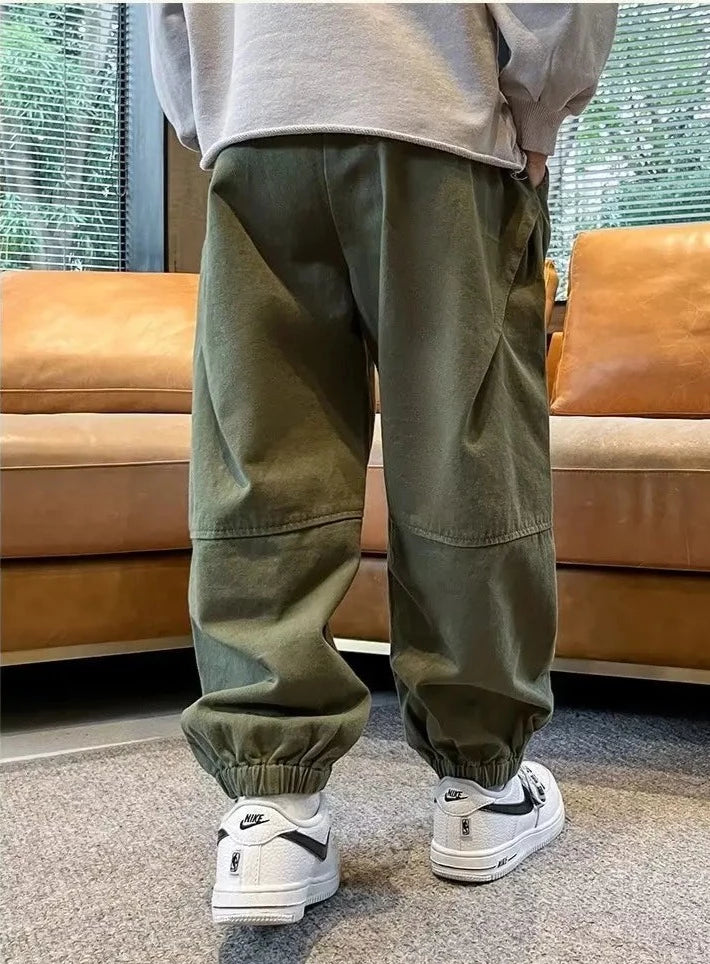 Boys' Cargo Cotton Pants with Fleece Lined - Peachy Bloomers