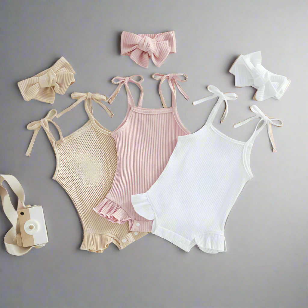 Baby Ruffle Cotton Romper – Sleeveless Summer Bodysuit