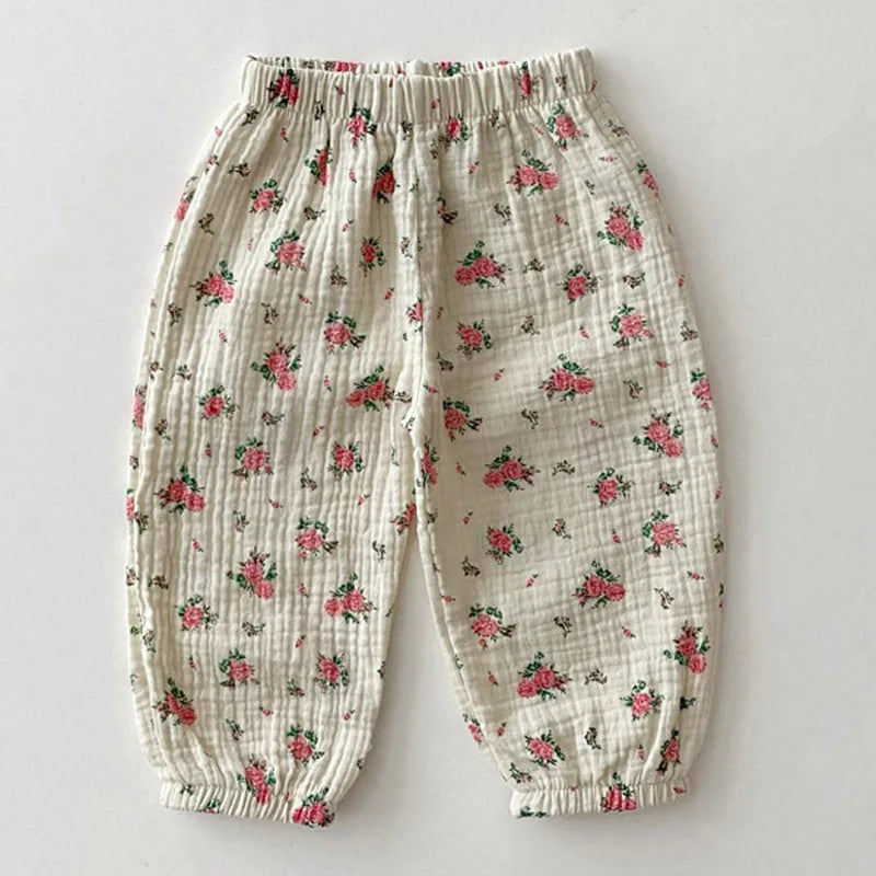 Baby Girl Organic Cotton Linen Trousers - Peachy Bloomers