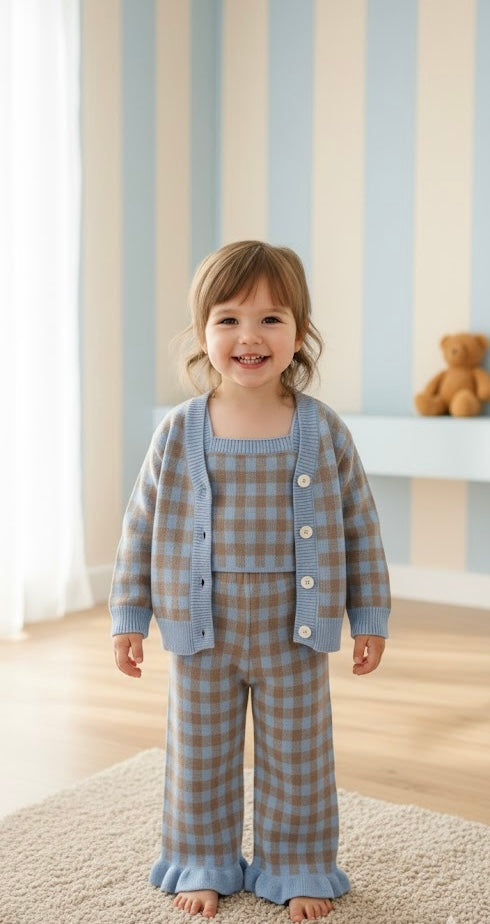 Chic Girls 3-Piece Checkered Outfit Set