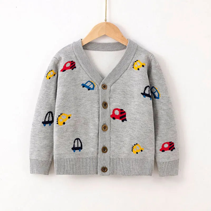 Car Embroidery Knit Cardigan