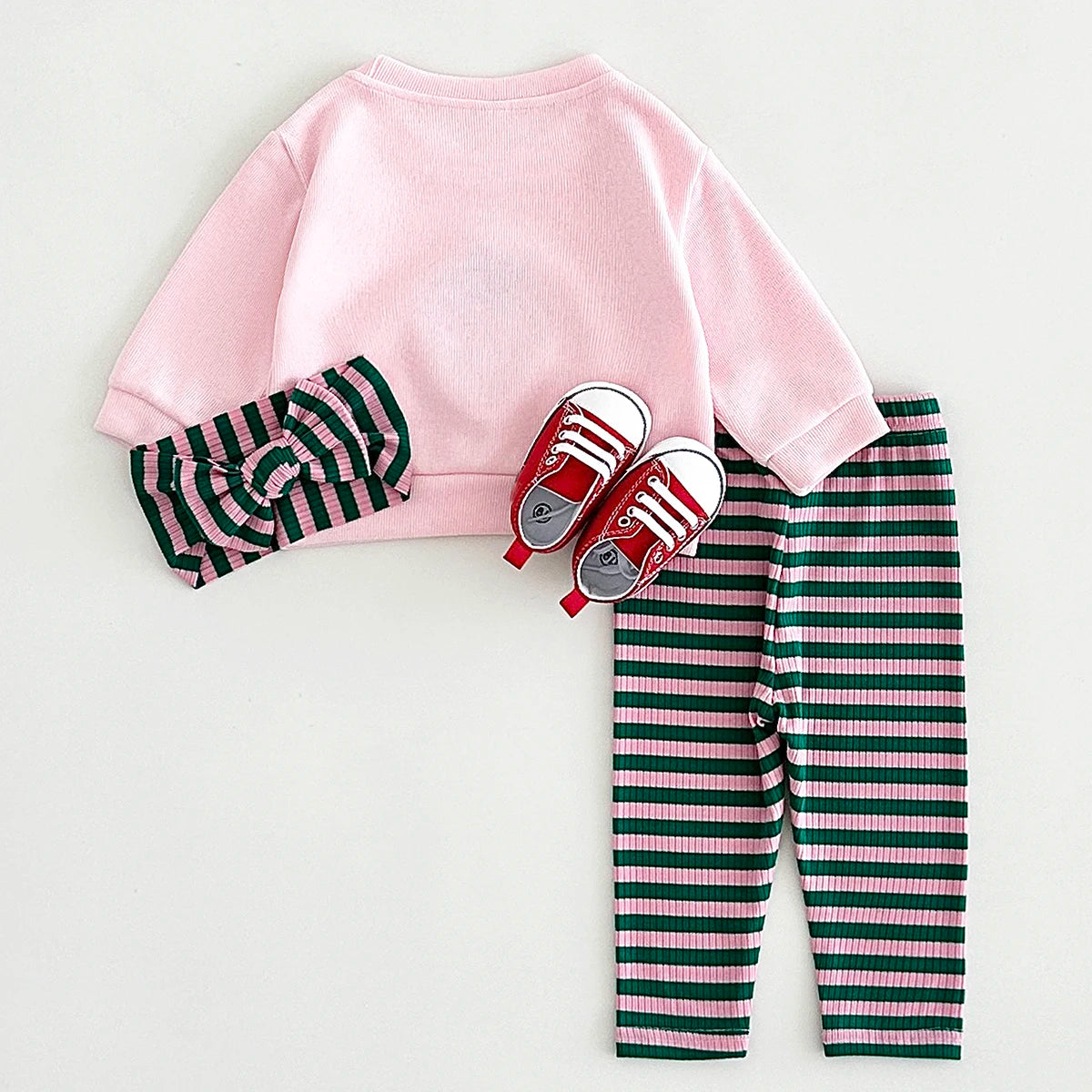 Strawberry Sweatshirt and Stripe Leggings Set