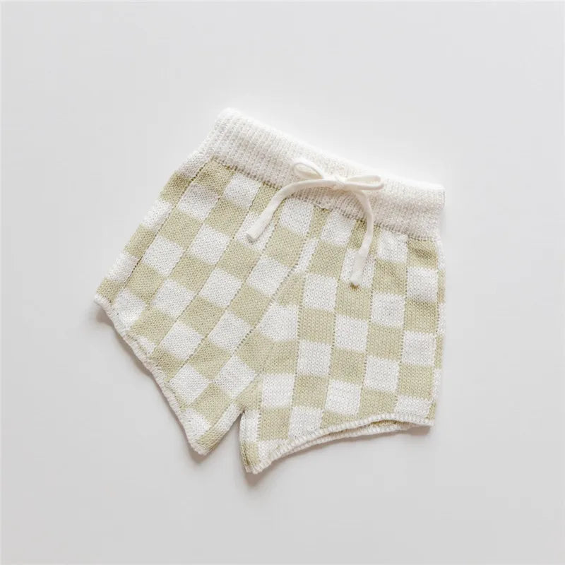Checkered Knit Toddler Top & Shorts Set