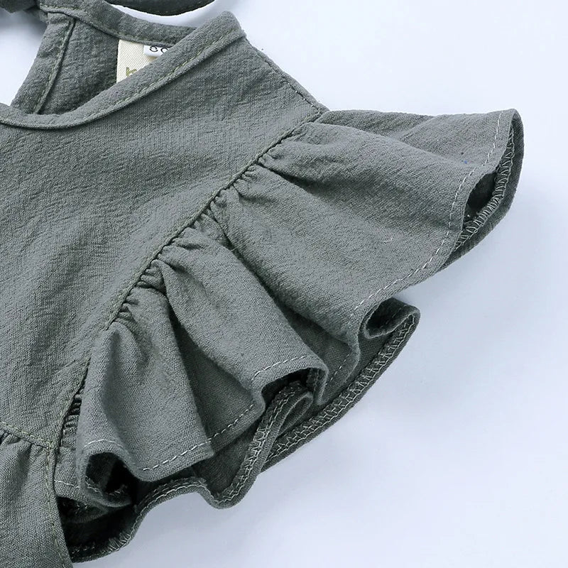 Baby Girl Cotton Linen Top and Bloomers - Peachy Bloomers