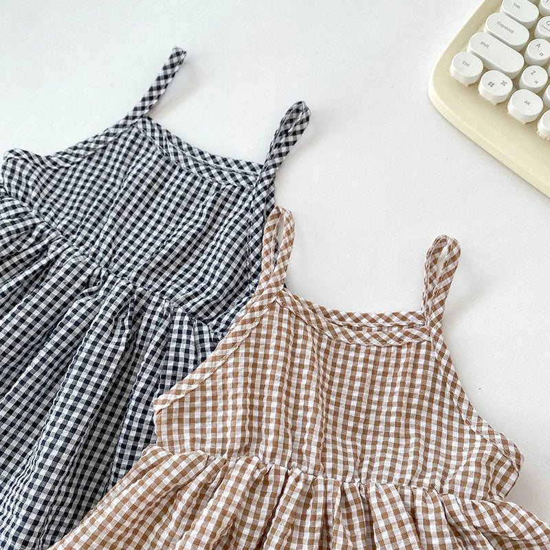 Checkered Baby Dress with Hat - Peachy Bloomers