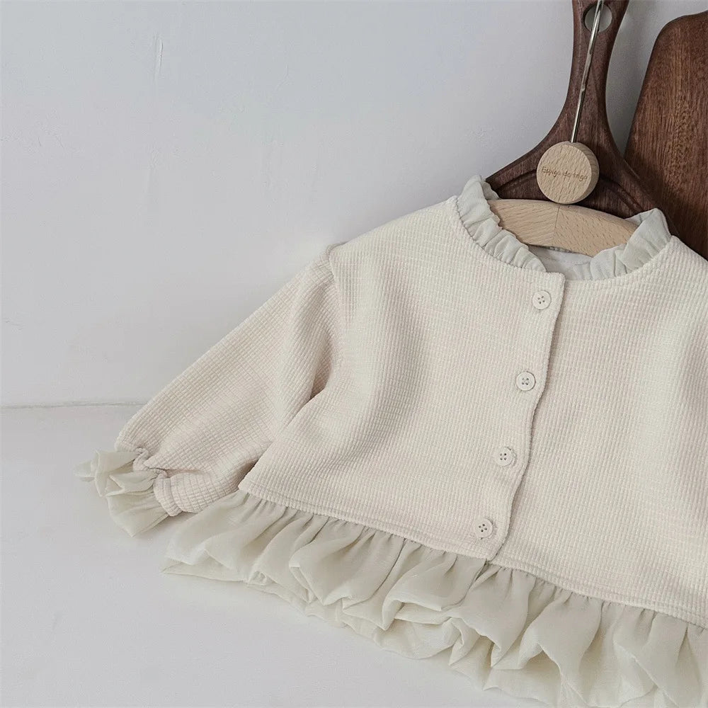 Baby Girl Cotton Ruffle Textured Cardigan