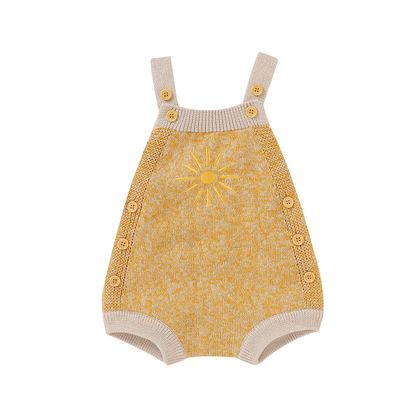 Baby Sun Embroidery Knit Onesie - Peachy Bloomers