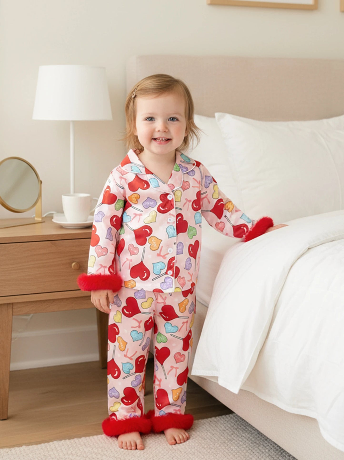 Toddler Girls Heart Print Pajamas Set