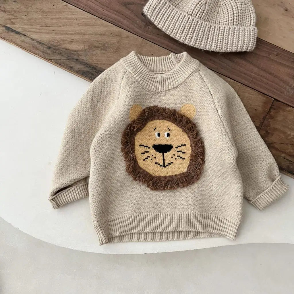 Baby Lion Knit Sweater - Peachy Bloomers