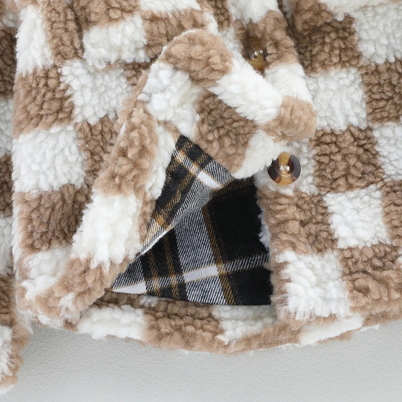 Toddler Checkered Sherpa Fleece Jacket – Cozy, Stylish & Ultra-Soft