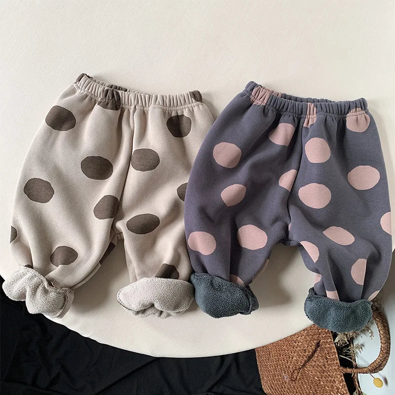 Polka Dot Girls Cotton Fleece Pants