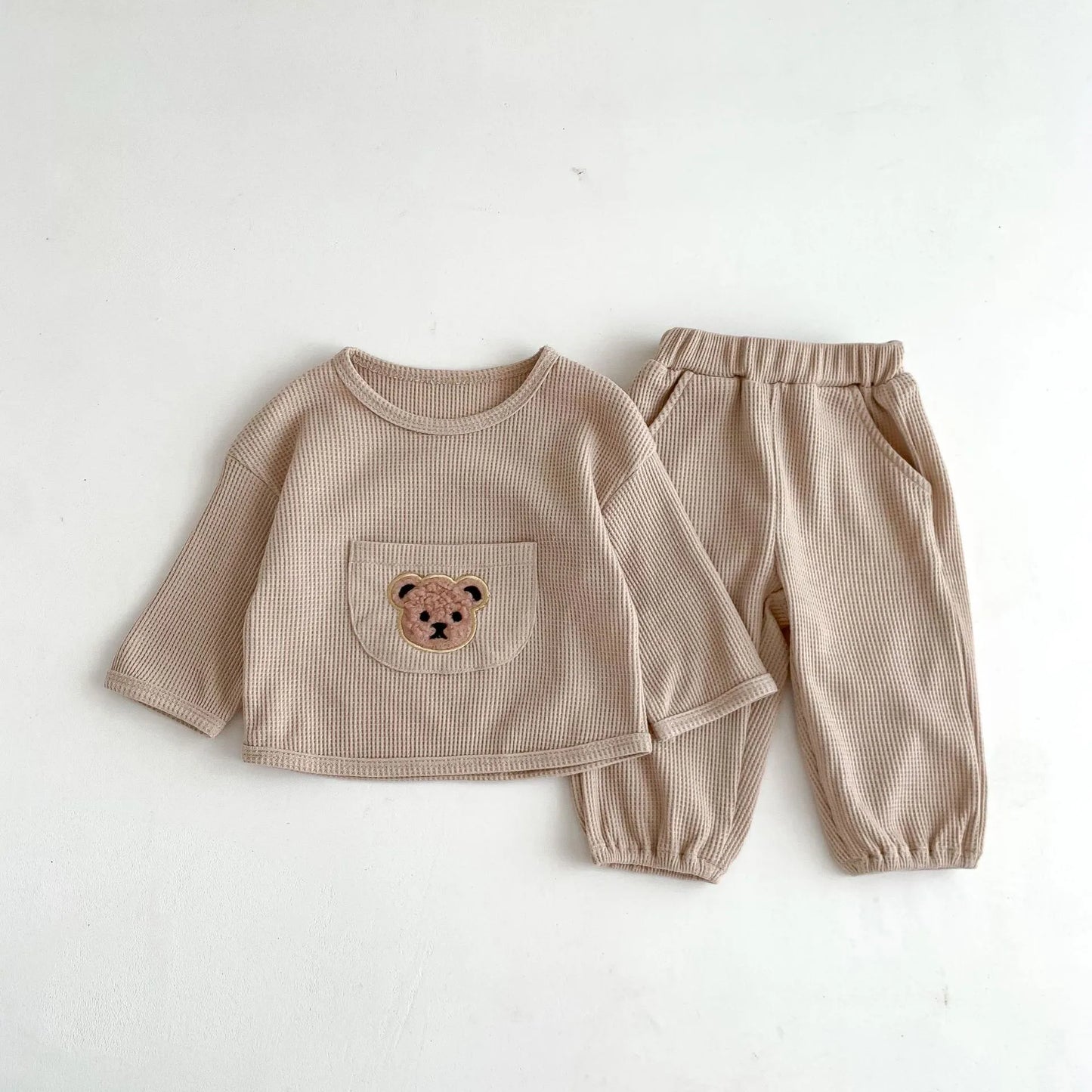 Bear Cotton Waffle Set - Peachy Bloomers
