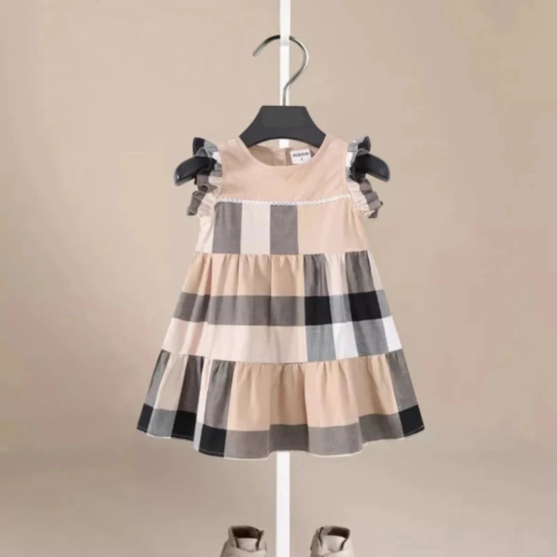 Beige Organic Cotton Plaid Dress Peachy Bloomers Beige Organic Cotton Plaid Dress Peachy Bloomers