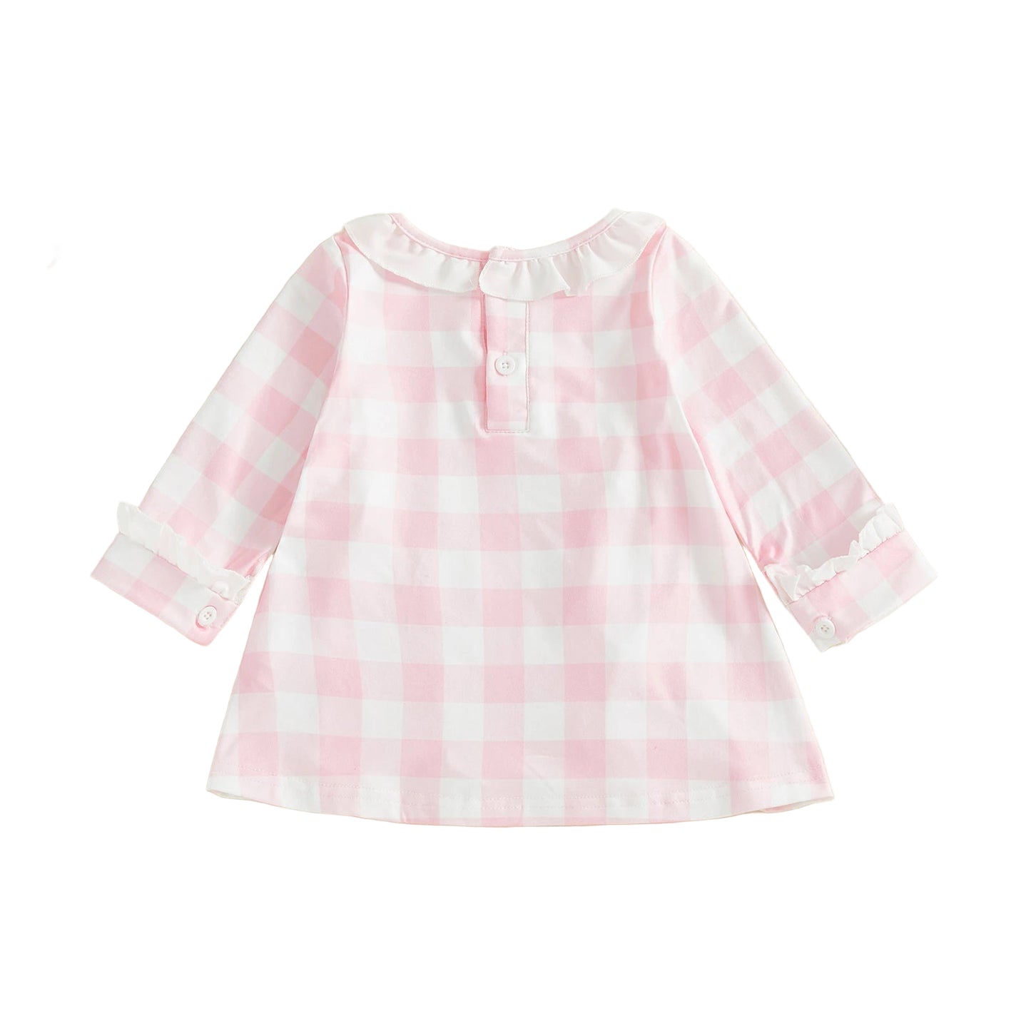 Girls Pink Bow Plaid Dress