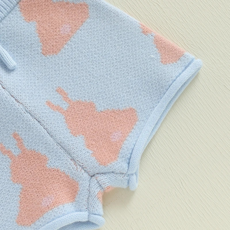 Bunny Print Knit Top & Shorts Set
