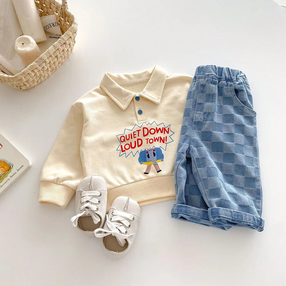 Checkered Denim Toddler Pants