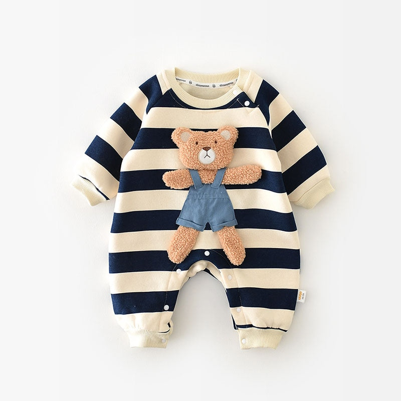 Bear Stripe Romper - Peachy Bloomers