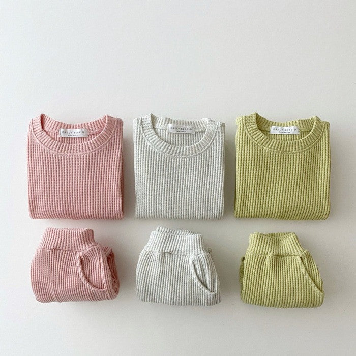 Ribbed Cotton Sweatshirt and Pants Set