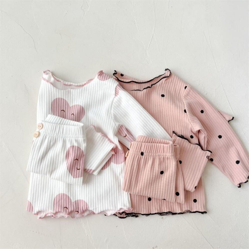 Girls Hearts & Dots Pajama Set - Peachy Bloomers