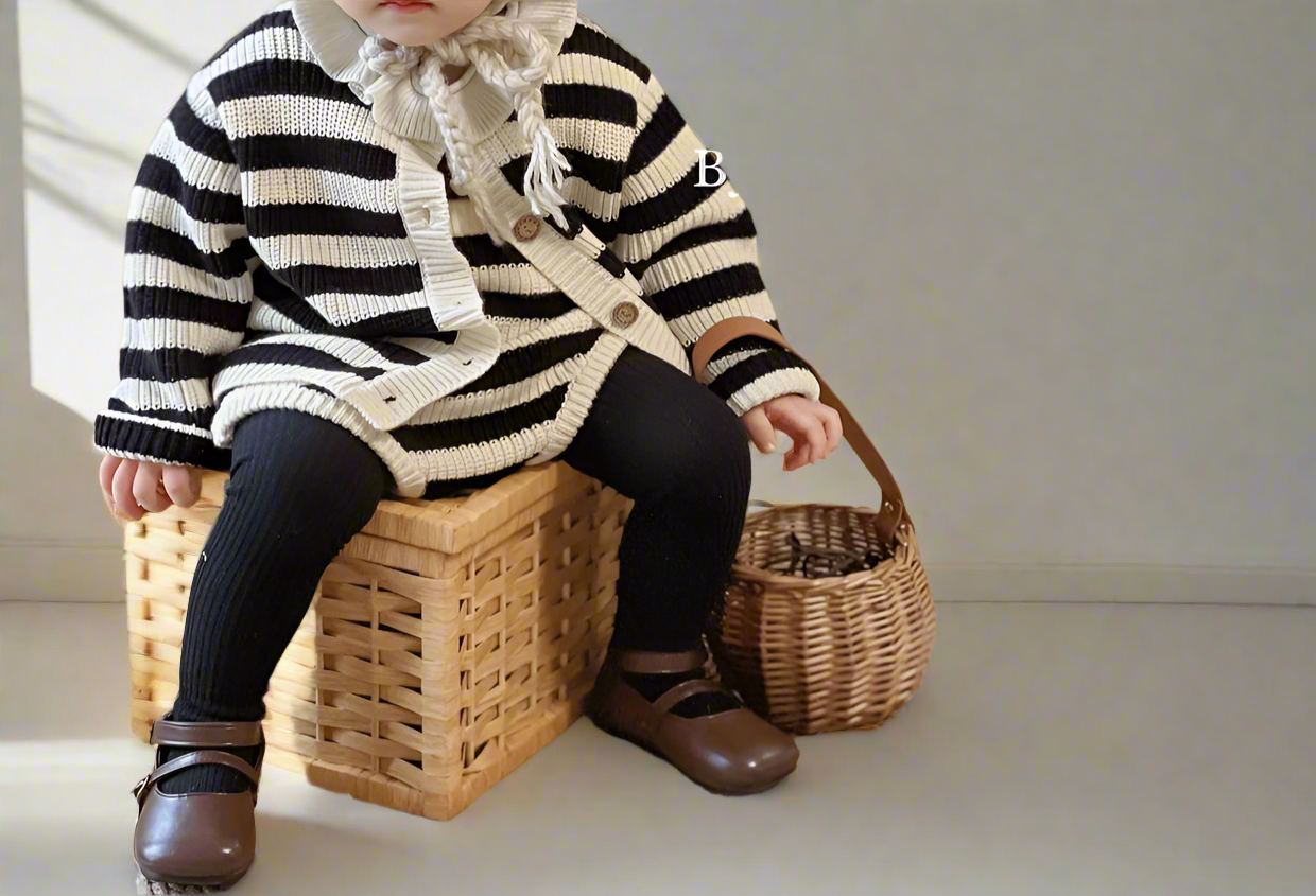 Striped Baby Knit Set – 2-Piece Infant Cardigan and Bloomers Outfit