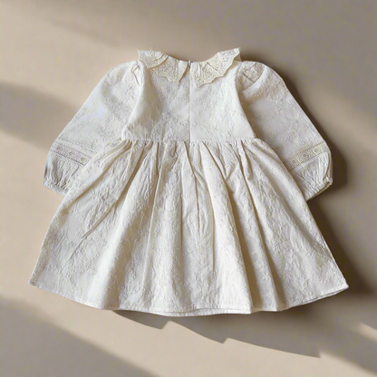 Girls Embroidered Cotton Dress - Classic Elegance