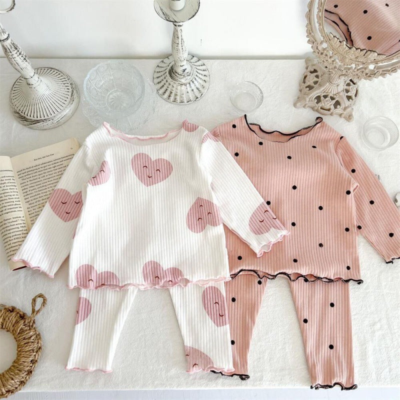 Girls Hearts & Dots Pajama Set - Peachy Bloomers