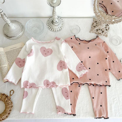 Girls Hearts & Dots Pajama Set - Peachy Bloomers