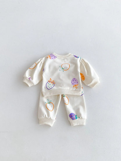 Baby Strawberry Sweatshirt & Sweatpants Set