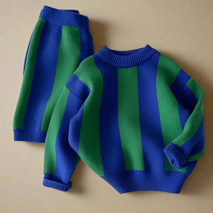 Bold Stripe Knit Outfit – Unisex Toddler & Kids Sweater Set – Soft Cotton Knitwear