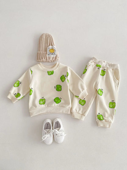 Green Apple Sweatshirt and Sweatpants Set - Peachy Bloomers