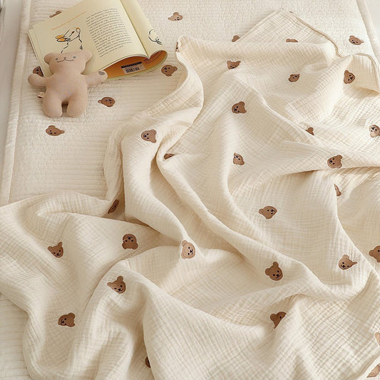 Bear Design Cotton Blanket - Peachy Bloomers