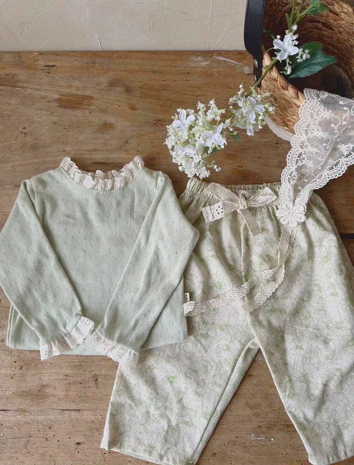 Eyelet Lace Girls Cotton Pants