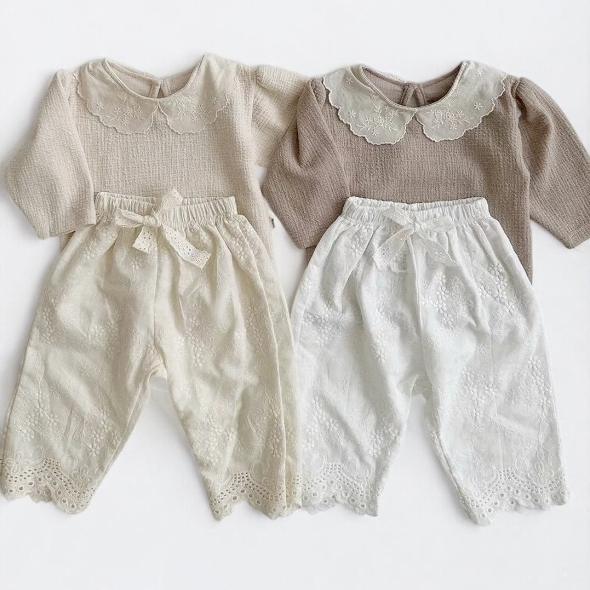 Eyelet Lace Girls Cotton Pants