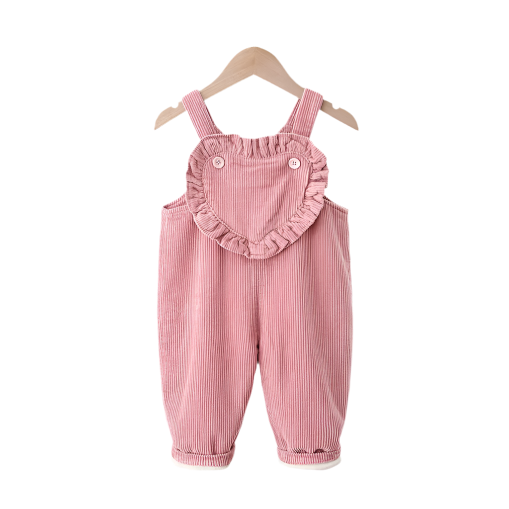 Heart Corduroy ruffle Overalls