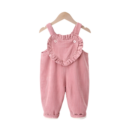 Heart Corduroy ruffle Overalls