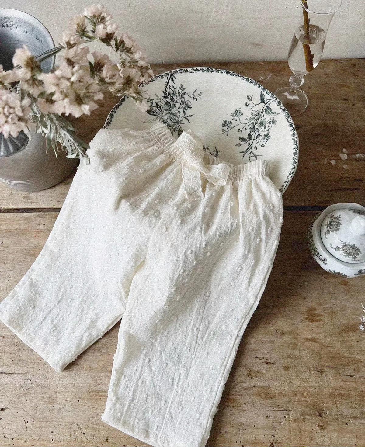 Eyelet Lace Girls Cotton Pants