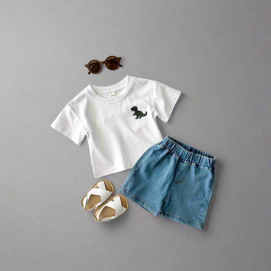 Boys Dinosaur T-Shirt and Denim Shorts