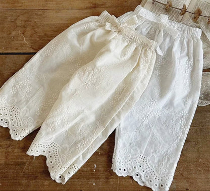 Eyelet Lace Girls Cotton Pants