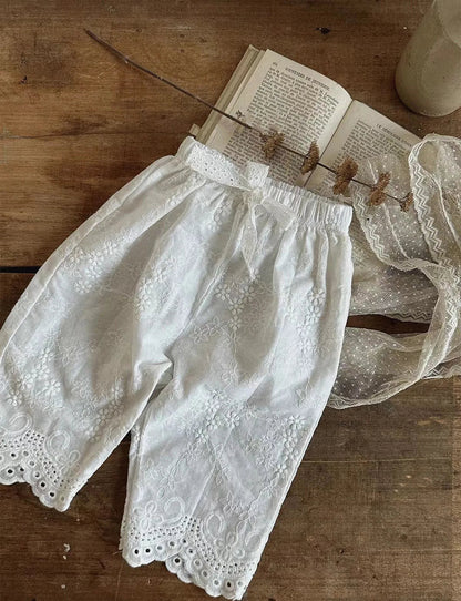 Eyelet Lace Girls Cotton Pants