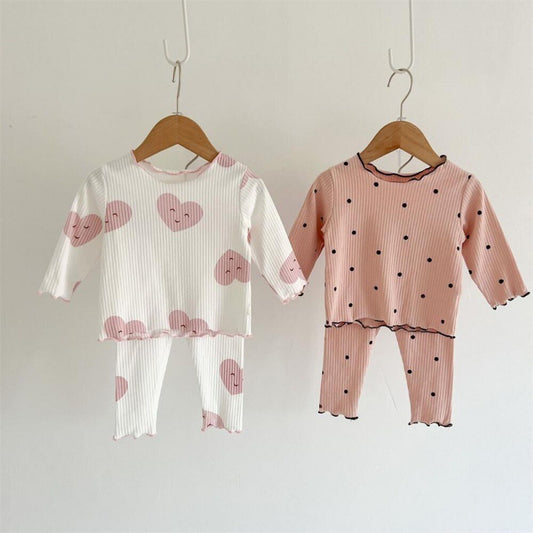 Girls Hearts & Dots Pajama Set - Peachy Bloomers