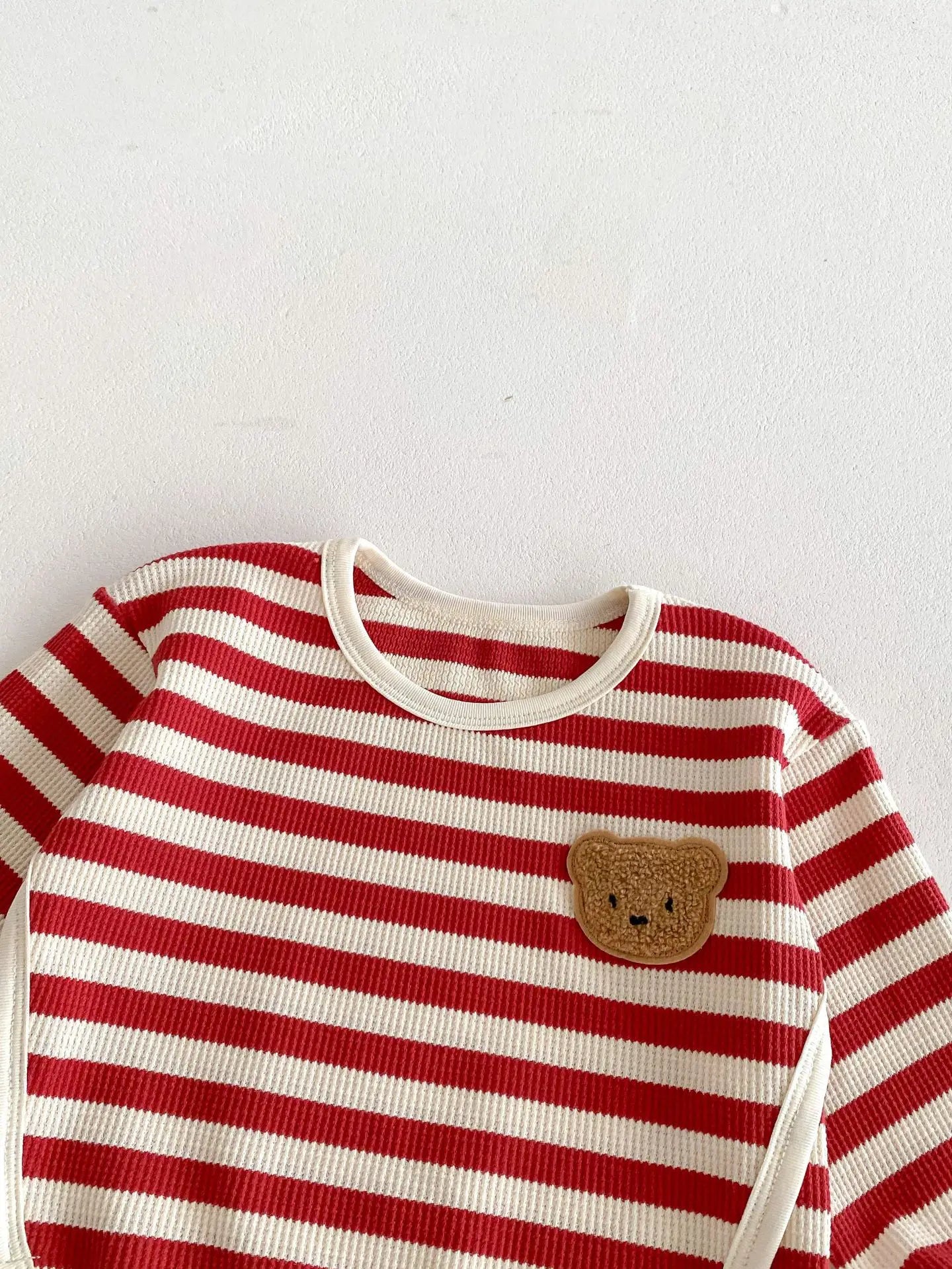 Toddler Bear Waffle Stripe Cotton Sweats Set