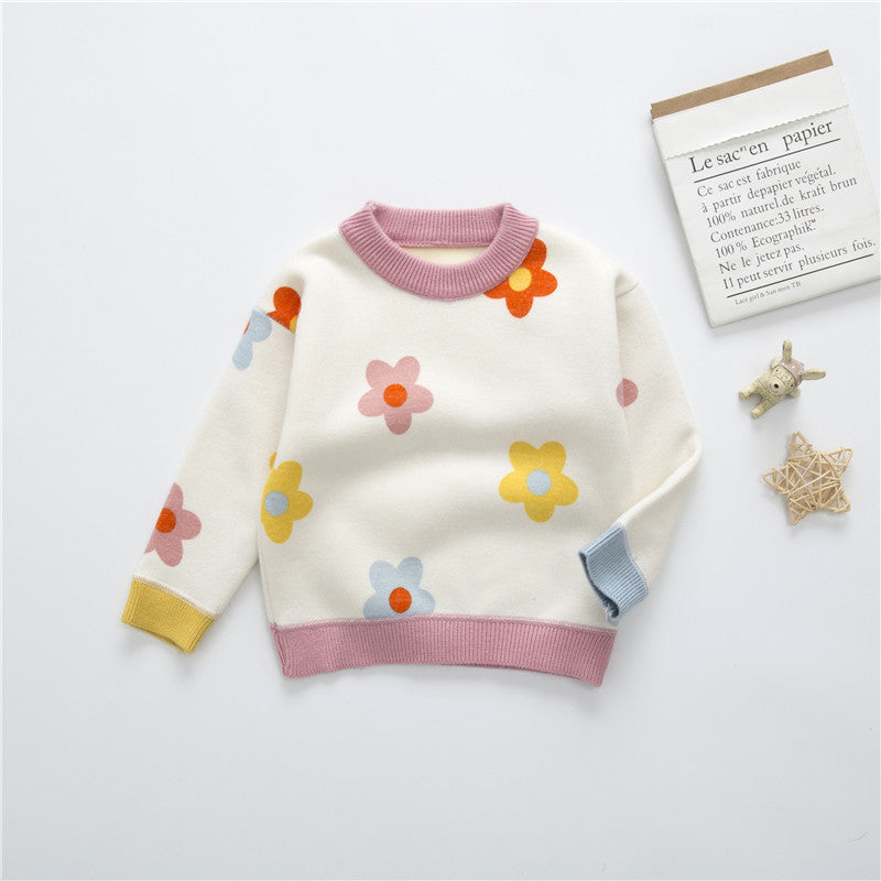 Whimsical Floral Fine Wool Sweater