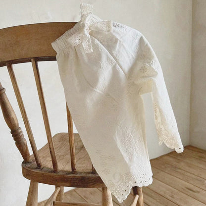 Eyelet Lace Girls Cotton Pants