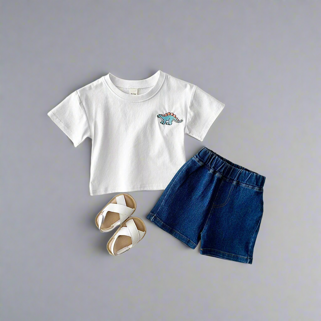 Boys Dinosaur T-Shirt and Denim Shorts