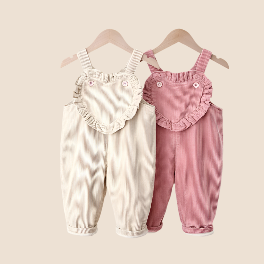 Heart Corduroy ruffle Overalls