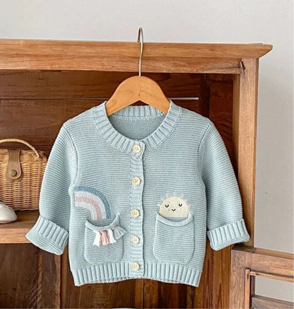 Rainbow Embroidery Cotton Baby Knit Cardigan