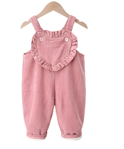 Heart Corduroy ruffle Overalls