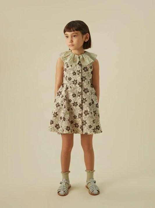 Embroidery Ruffle Pleated Girls Dress - Peachy Bloomers