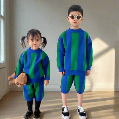 Bold Stripe Knit Outfit – Unisex Toddler & Kids Sweater Set – Soft Cotton Knitwear